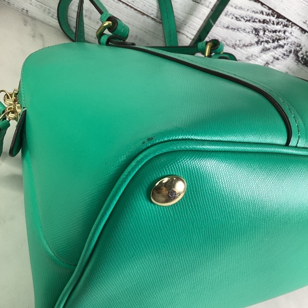 COACH VINTAGE #25671 HAND BAG GREEN PEYTON CORA DOMED SATCHEL PURSE‎ CROSSBODY - Picture 15 of 16